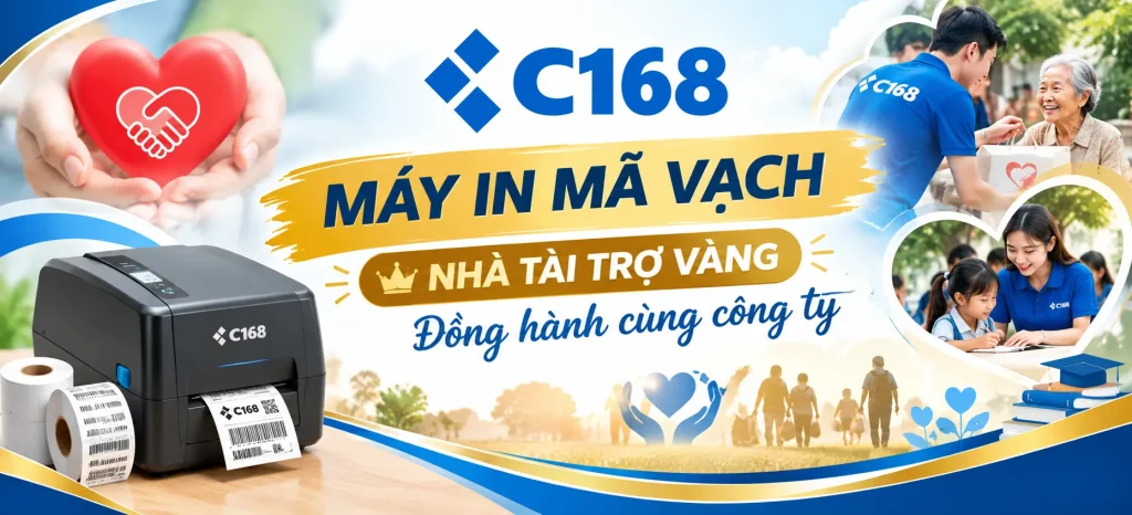 máy in mã vạch c168 nhà tài trợ vàng đồng hành cùng công ty